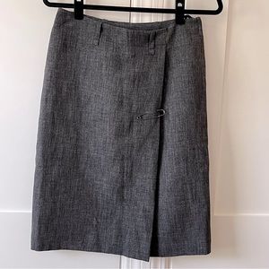 H&M Safety Pin Straight Midi Skirt Gray Sz 4